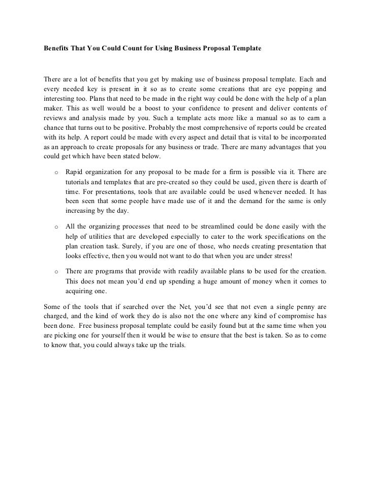 benefits that you could count for using business proposal it business proposal template