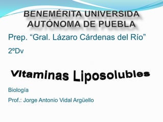 Prep. “Gral. Lázaro Cárdenas del Río”
2ºDv




Biología
Prof.: Jorge Antonio Vidal Argüello
 