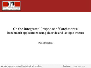 On the Integrated Response of Catchments:
benchmark applications using chloride and isotopic tracers
Paolo Benettin
Workshop on coupled hydrological modling Padova | 23 – 24 April 2015
 