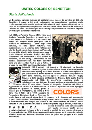 Benetton - Piano di Marketing