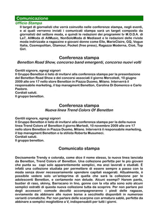 Benetton - Piano di Marketing