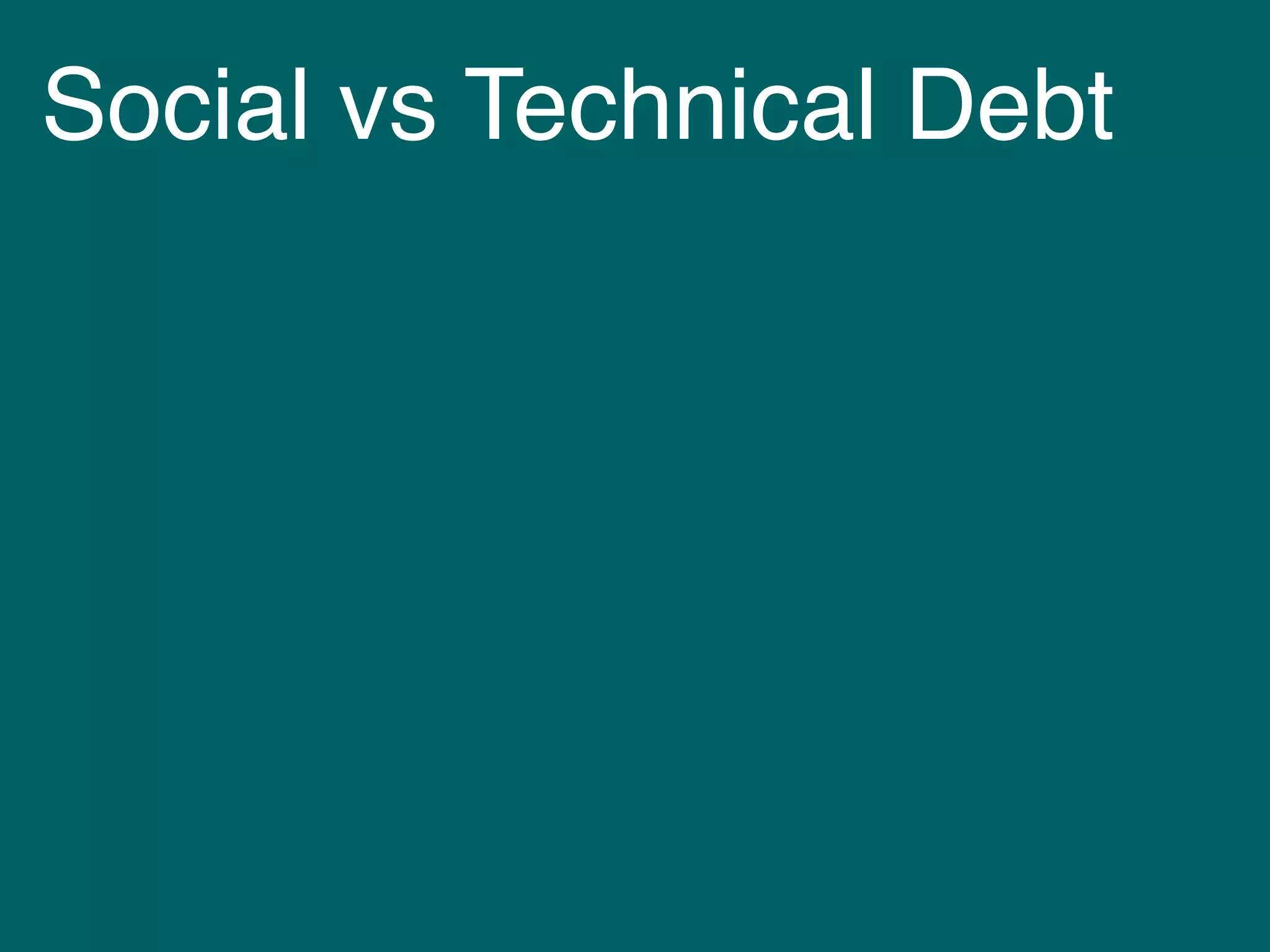Social vs Technical Debt
 