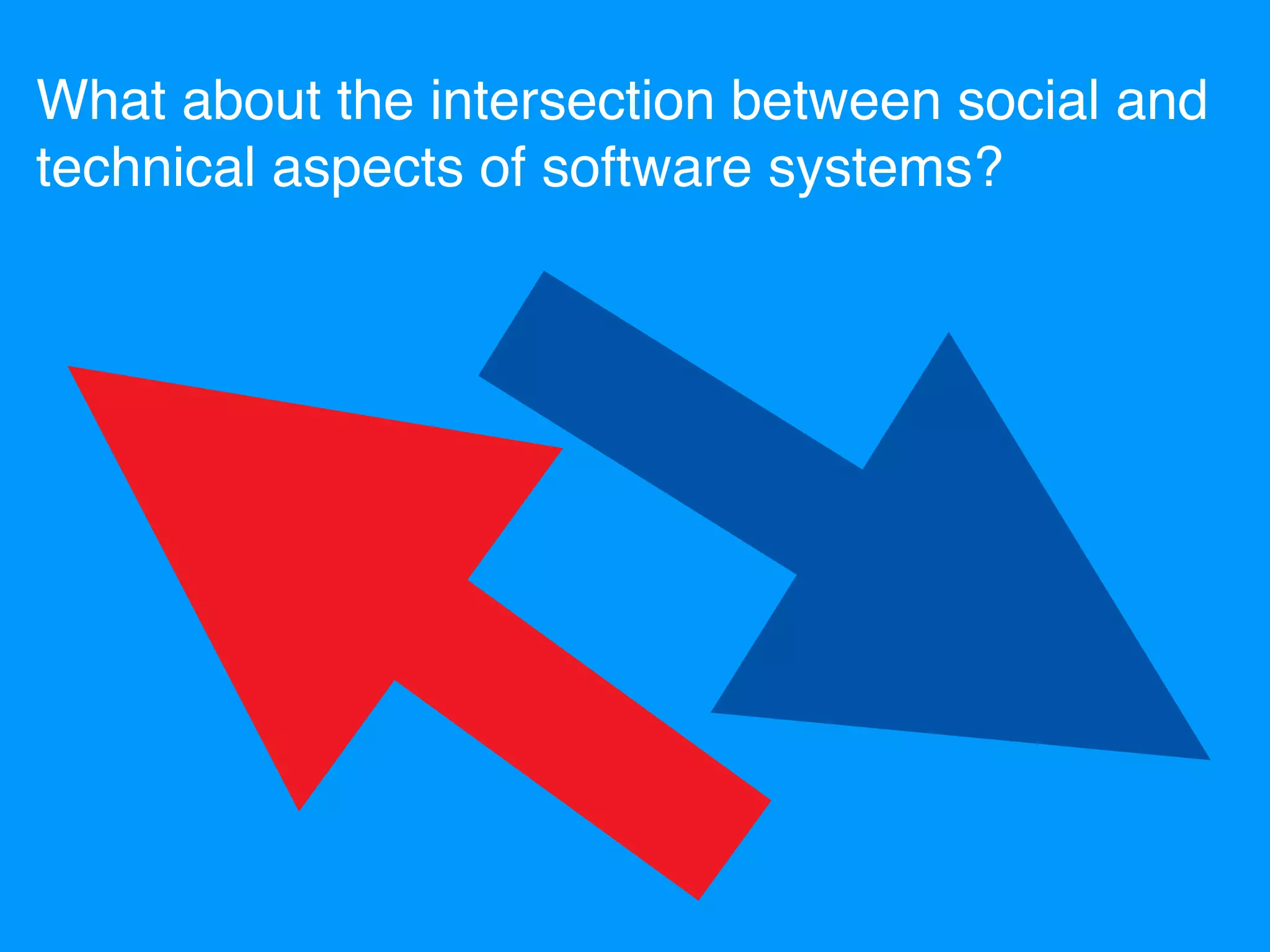 What about the intersection between social and
technical aspects of software systems?
 