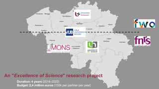 Duration: 4 years (2018-2022)
Budget: 2,4 million euros (150k per partner per year)
An "Excellence of Science" research project
 