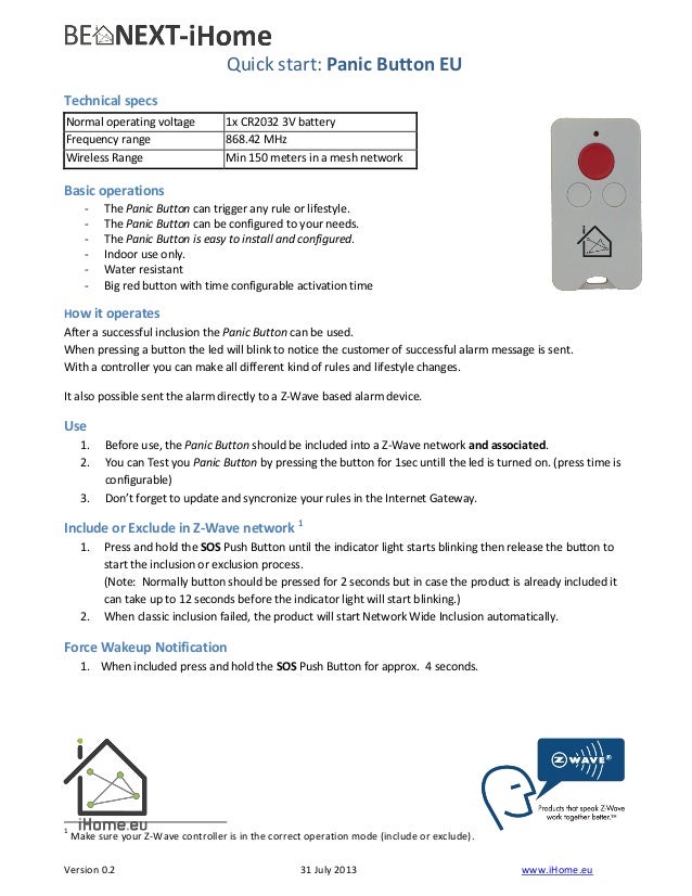 PH-PSR03.US Zipato Z-Wave Remote