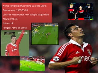 Nome completo: Óscar René Cardozo Marín
Data de nasc:1983-05-20
Local de nasc: Doctor Juan Eulogio Estigarribia
Altura: 193 cm
Número:7
Posição: Ponta de Lança
 