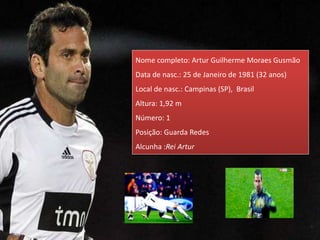 Nome completo: Artur Guilherme Moraes Gusmão
Data de nasc.: 25 de Janeiro de 1981 (32 anos)
Local de nasc.: Campinas (SP), Brasil
Altura: 1,92 m
Número: 1
Posição: Guarda Redes
Alcunha :Rei Artur
 