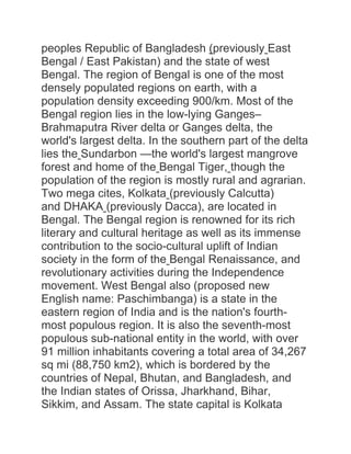 Bengal And Bengali Culture