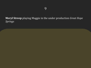 9Meryl Streepplaying Maggie in the under production Great Hope Springs