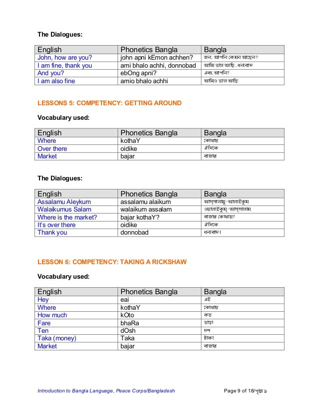 Basic Bengali Language Course