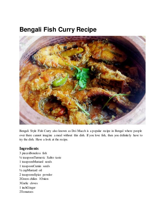 Bengali Fish Curry Recipe