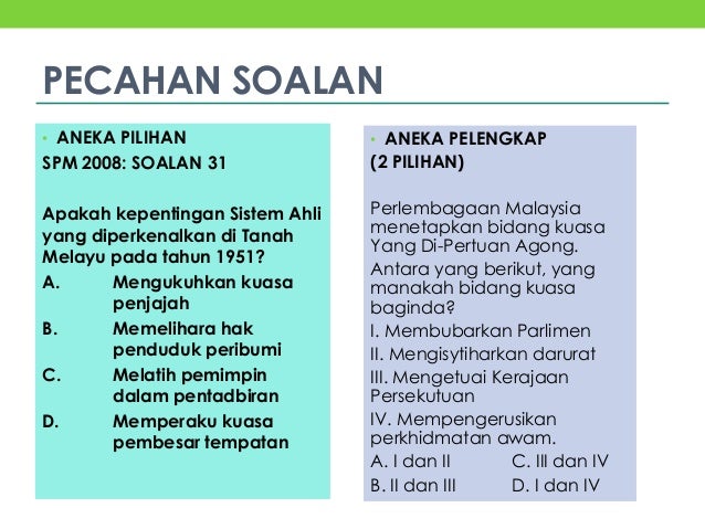 Soalan Objektif Aneka Pilihan - Pijat Melati