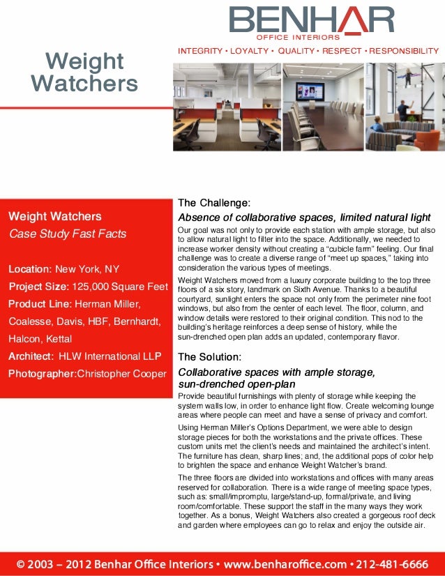 Benhar Office Interiors Weight Watchers Study