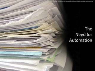 http://upload.wikimedia.org/wikipedia/commons/b/b6/FileStack_retouched.jpgThe Need for Automation
