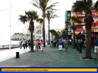 Al fondo la punta rocosa donde se asienta el casco antiguo
 