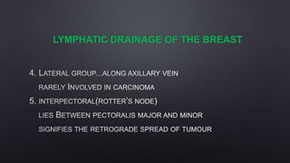 LYMPHATIC DRAINAGE OF THE BREAST
 