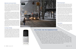 Global and Local Success Stories                                                                                                    GPS Tracking System
                                                                                                                                    1. Combine newly available technologies such as onboard
Curitiba is a compact city in Brazil. Its five main radial bus
                                                                                                                                    GPS and advanced traffic signal control systems. The bus
lines are only about six miles long. Prepayment of fares
                                                                                                                                    signal priority system adjusts the operation of traffic signals
and level boarding, systems typically found in rail systems,
                                                                                                                                    along bus routes, so that buses carrying passengers receive
create a very efficient boarding and de-boarding process. A
                                                                                                                                    fewer red signals with minimal disruption to other traffic.
bi-articulated bus (a 5-door, 82-foot bus built by Volvo which
is currently used only in Curitiba) with a load of 270 people                                                                       	 Example: Metro Transit, the transit agency serving the
can board or de-board in about 20 seconds. The average                                                                              Minneapolis-St. Paul metropolitan area, has recently installed
speed of buses using the bus way is 13 miles per hour–twice                                                                         Automatic Vehicle Location (AVL) systems in its fleet of buses
the estimated speed for buses operating in the same Curitiba                                                                        in an effort to improve service quality. These systems utilize
corridors in mixed traffic.                                                                                                         Global Positioning System receivers to determine the exact
                                                                                                                                    position of each bus. This information is commonly used
	 The TransMilenio is a bus rapid transit system that
                                                                                                                                    by bus operations centers to determine whether buses are
serves Bogotá, Colombia. TransMilenio consists of numerous
                                                                                                                                    adhering to their schedules, and can also be used to provide
elevated stations in the center of a main avenue. Users pay
                                                                                                                                    updates on arrival times at major transit stations.
at the station and await the arrival of the bus, whose doors
open at the same time as the sliding glass doors of the                                                                             2. Introduce digital displays. Initial introduction will be on
station. A dedicated lane on each side of the station allows                                                                        major intersections throughout the city to display the exact
express buses to pass through without stopping while other                                                                          time of bus arrival at a stop using the same GPS technology.
buses stop to allow passengers in or out. The buses are                                                                             The GPS system will provide coordination between the
diesel-powered, split into two sections with an accordion-like                                                                      operation of computerized traffic signal controllers and the
rotating middle to allow for sharp turns, and have a capacity                                                                       movements of buses using wireless data transmission, which
of 160 passengers.                                                                                                                  are designed specifically for use in vehicle-to-vehicle. This
                                                                                                                                    enables communication between vehicles and infrastruc-
	 Boston’s Silver Line is one of the United States’ largest BRT
                                                                                                                                    ture systems. This would be an added convenience to the
examples to date. The Silver Line Waterfront’s underground
                                                                                                                                    passenger and will also help increase ridership of the buses.
stations (South Station, Courthouse and World Trade Center)
feature elevators, escalators and electronic message boards
along with artwork and seating. The Silver Line uses a fleet                                                                        Phone System
of high-tech, 60-foot, articulated buses. The buses’ three wide
                                                                                                                                    GPS technology can be combined with cell phone technology
doors, low-floor design and simple-to-deploy ramps allow
                                                                                                                                    to form downloadable software onto passengers’ cell phones.
easy access for riders with wheelchairs, walkers, strollers
                                                                                                                                        Websites such as Google and/or Facebook could be
and everyone else.
                                                                                                                                              utilized to make such software available, free of
                                                                                                                                                     charge, to the public. This would enable the
The Design Challenge                                                                                                                                      passenger to gauge exactly how far the
                                                                                                                                                                 bus is from the stop while sitting
Where we see an opportunity to improve the bus rider experi-

                                                                  SOLUTIONS AND RECOMMENDATIONS
                                                                                                                                                                       in the comfort of their homes
ence through bus rapid transit is to introduce an intelligent
                                                                                                                                                                             or workplace.
and sophisticated online network that is linked to the GPS
system incorporated within the bus system. The goal of this
service is to notify customers in real time of service sched-      Technology is always evolving and customers are continuously adapting to it and
ules and arrivals in addition to delays and interruption. It is      finding new ways to use it in order to make their daily lives more efficient and easy.
also to increase bus ridership through the use of commu-
nity networks by providing scheduling and bus updates                   eMarketer estimates that in 2008 nearly 80 million people, 41% of the US Internet user
to enhance the rider’s experience. Typical target users
                                                                          population, visited social network sites at least once a month, an 11% increase from 2007
include tech savvy riders between the ages of 15-80 years
old, including the disabled population, the elderly, working                (emarketer.com). By 2013, an estimated 52% of Internet users will be regular social network
professionals and teenagers who use the bus to go to school.
                                                                              visitors. Teens are a huge consumer market segment and spend more than $100 billion annually.
                                                                                Today, approximately 79% of all teens (17 million) have a mobile device – a 36% increase since
                                                                                   2005.2 Most teens have a conventional cell phone while about 15% own a smart phone. "More
                                                                                     than one-half of people ages 65 to 69 are on-line. Internet-using 70-to-74-year-olds make
                                                                                       up 45% of people that age, according to the Pew Internet & American Life Project."3 The
                                                                                         following solutions are based on keeping these statistics in mind.


44   CATALYST Spring/Summer 2009                                                                                                                             Spring/Summer 2009 CATALYST
                                                                                                                                                                        CATALYST VOICES        45
 