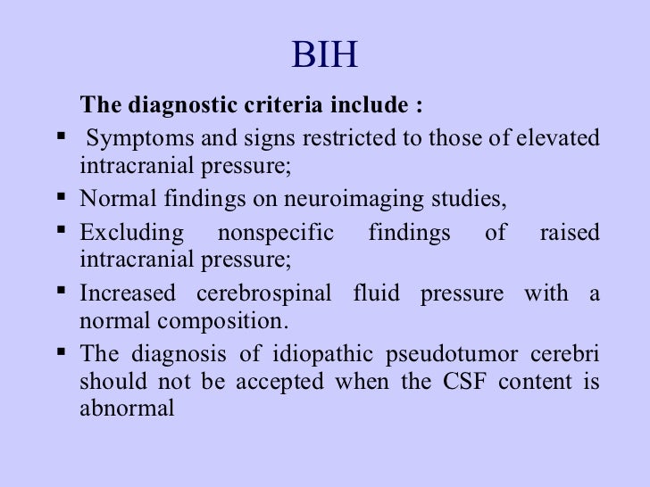 clinical presentation of benign intracranial hypertension