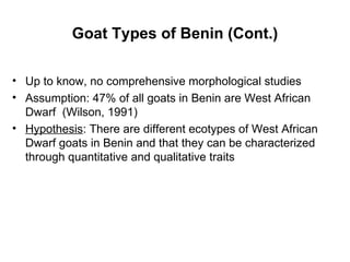 Community-based management of small ruminants in Benin: Interim report 