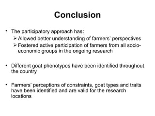 Community-based management of small ruminants in Benin: Interim report 
