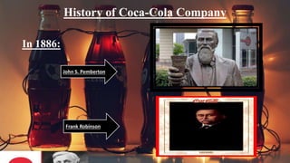 History of Coca-Cola Company
In 1886:
Frank Robinson
John S. Pemberton
 