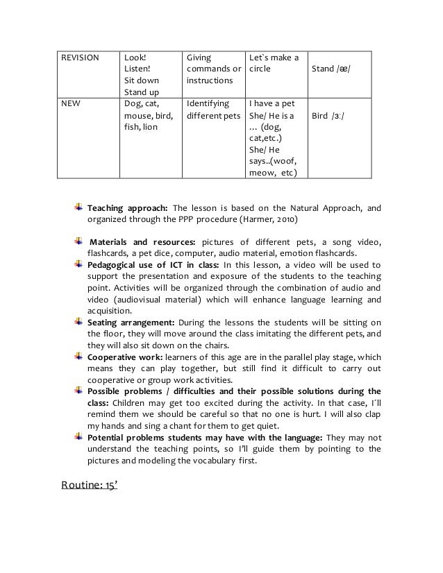 Lesson Plan Kindergarten - Class 1