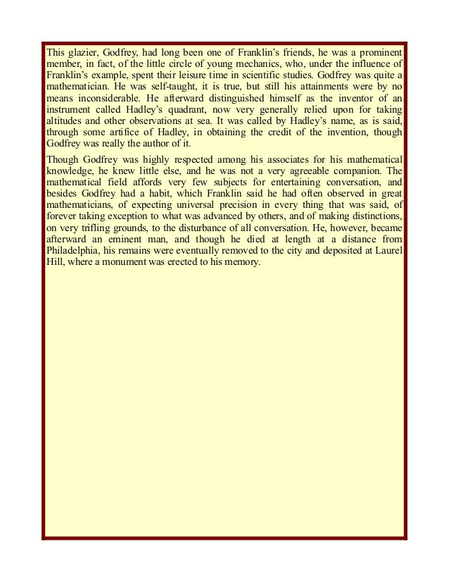 Benjamin Franklin Early And Private Life