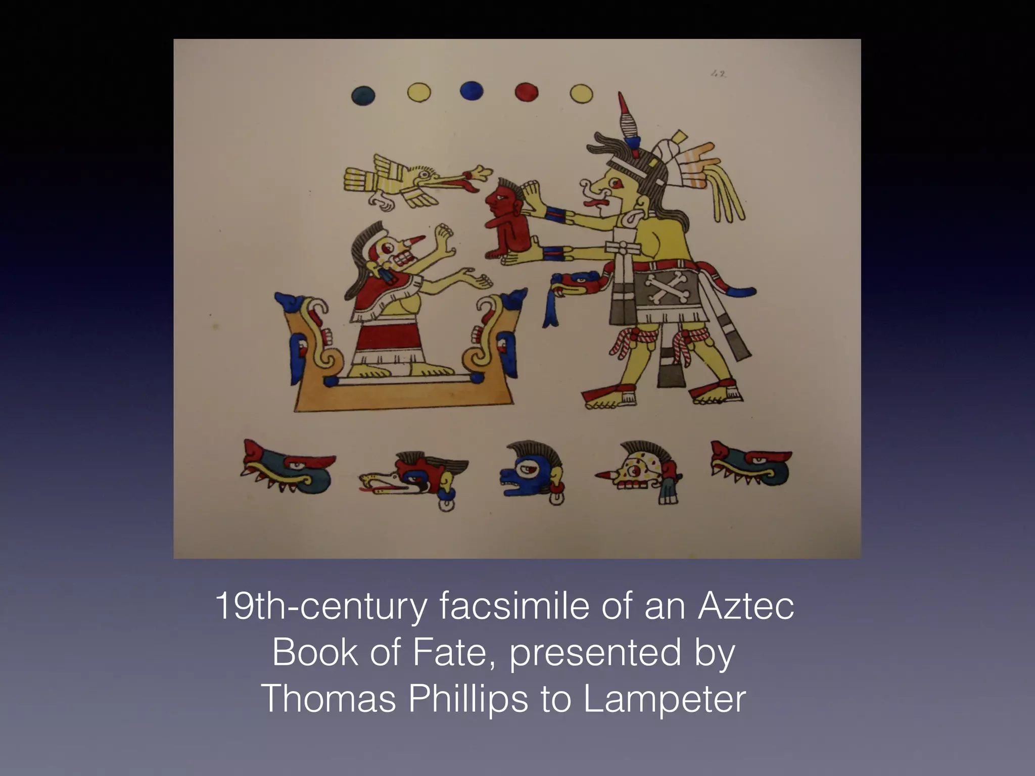 19th-century facsimile of an Aztec
Book of Fate, presented by
Thomas Phillips to Lampeter
 