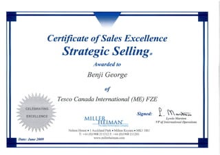 Miller Heiman Certificate of Sales Excellence in Strategic Selling