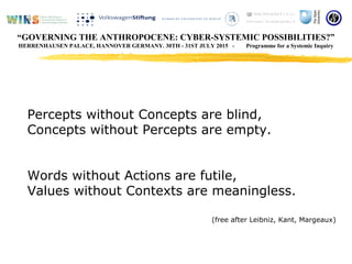 Percepts without Concepts are blind,
Concepts without Percepts are empty.
Words without Actions are futile,
Values without...