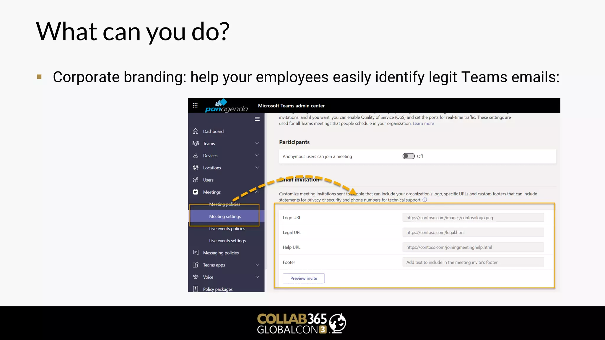 What can you do?
▪ Corporate branding: help your employees easily identify legit Teams emails:
 