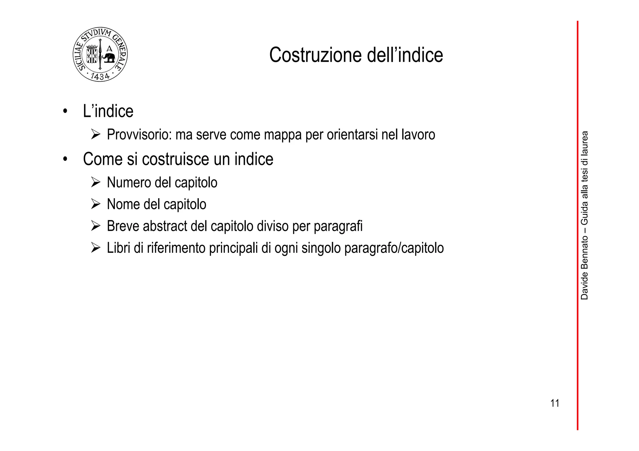 indice della tesi di laurea