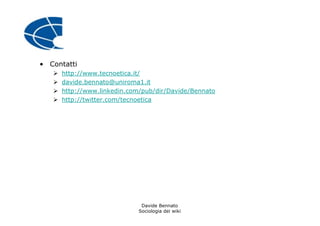 La sociologia dei Wiki