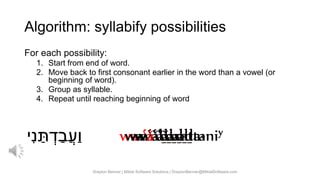 Syllabify A New Transliteration of the Hebrew Bible | PDF