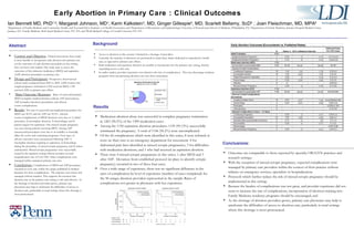 Early Abortion in Primary Care : Clinical Outcomes Ian Bennett MD, PhD 1,2 ; Margaret Johnson, MD 1 ; Karin Kalkstein 3 , MD; Ginger Gillespie 4 , MD; Scarlett Bellamy, ScD 5  ; Joan Fleischman, MD, MPA 6 1 Department of Family Medicine and Community Health, and  2 Leonard Davis Institute o of Health Economics, and  5 Department of Biostatistics and Epidemiology University of Pennsylvania School of Medicine, Philadelphia, PA;  3 Department of Family Medicine, Jamaica Hospital Medical Center, Jamaica, NY;  4 Family Medicine, Beth Israel Medical Center, NY, NY; and  6 Weill Medical College of Cornell University NY, NY. ,[object Object],[object Object],[object Object],[object Object],[object Object],Abstract ,[object Object],[object Object],[object Object],[object Object],Background ,[object Object],[object Object],[object Object],[object Object],[object Object],Results ,[object Object],[object Object],[object Object],[object Object],[object Object],Conclusions: 