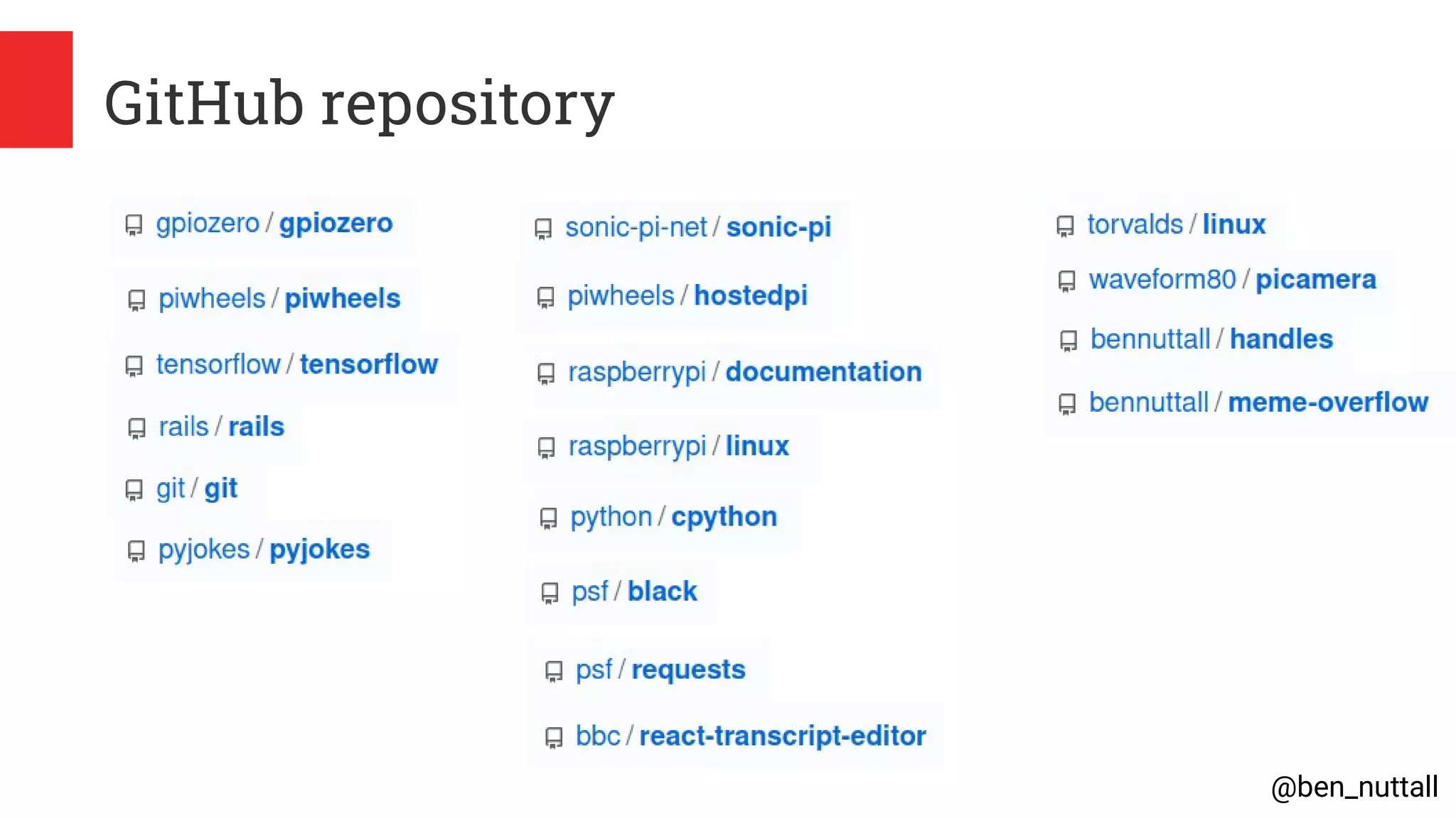 @ben_nuttall
GitHub repository
 