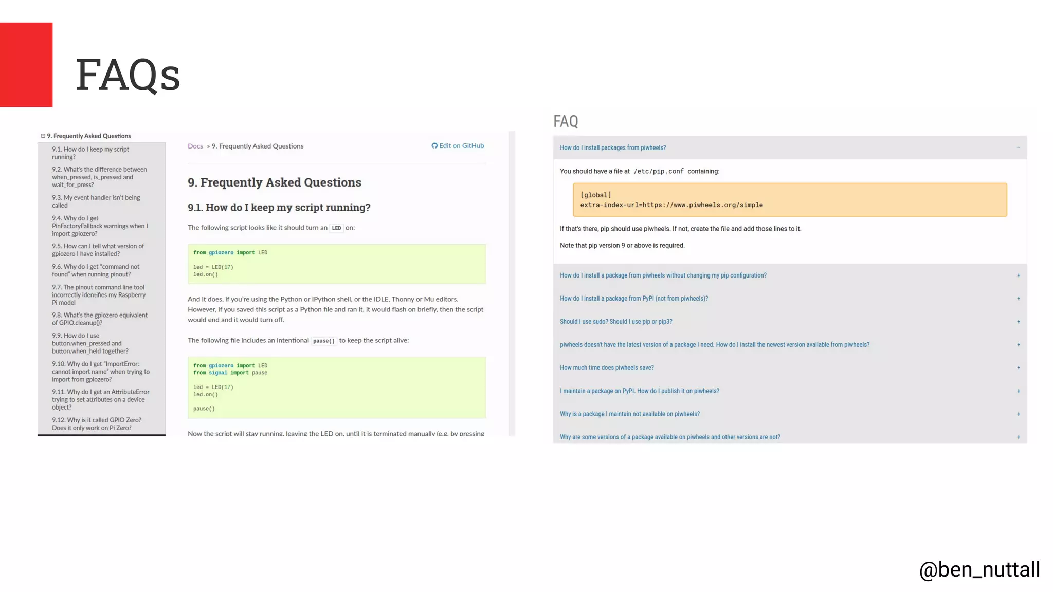 @ben_nuttall
FAQs
 