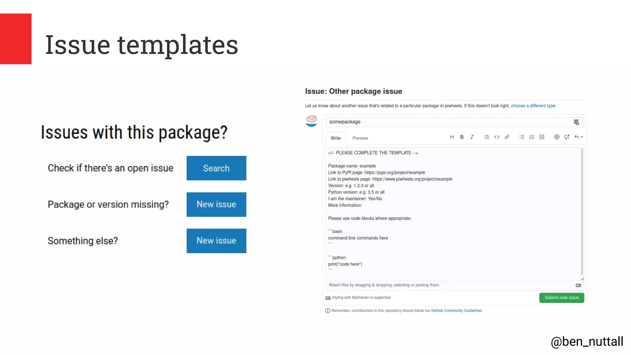@ben_nuttall
Issue templates
 