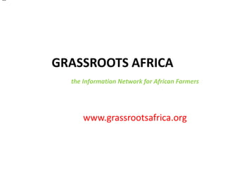 GRASSROOTS AFRICA
the Information Network for African Farmers
www.grassrootsafrica.org
--
 