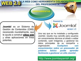 LA INFORMACIÓN SE GENERA POR UN WEB MASTERS.LA WEB COMO HERRAMIENTA COLABORATIVA DEL PROFESIONISTALa web extensible que se lee y escribeLa web que sólo se lee Lectura