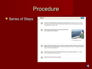 ProcedureProcedure
 Series of StepsSeries of Steps
 
