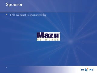 This webcast is sponsored by Sponsor 