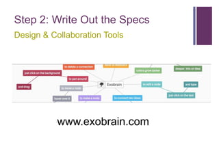 Step 2: Write Out the Specs
Design & Collaboration Tools




           www.exobrain.com
 