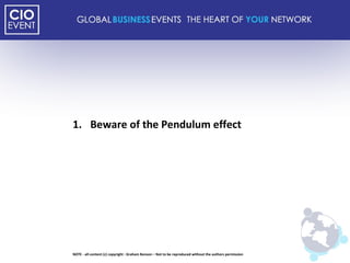 Beware of the Pendulum effect NOTE - all content (c) copyright : Graham Benson – Not to be reproduced without the authors permission 