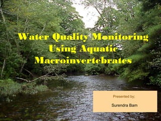 Water Quality Monitoring
     Using Aquatic
  Macroinvertebrates


                 Presented by;

                 Surendra Bam
 