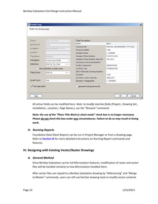 Bentley substation civil instruction manual-v2.3 | PDF