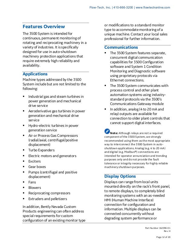 Bently Nevada 3500 System Datasheet