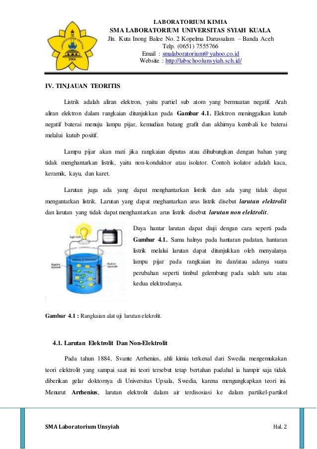 Percobaan Larutan Elektrolit Dan Non-Elektrolit