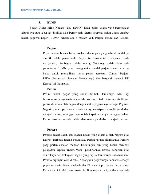 Bentuk Badan Usaha
