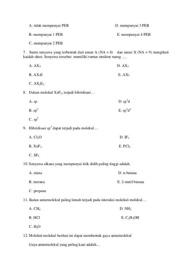Soal dan pembahasan bentuk molekul
